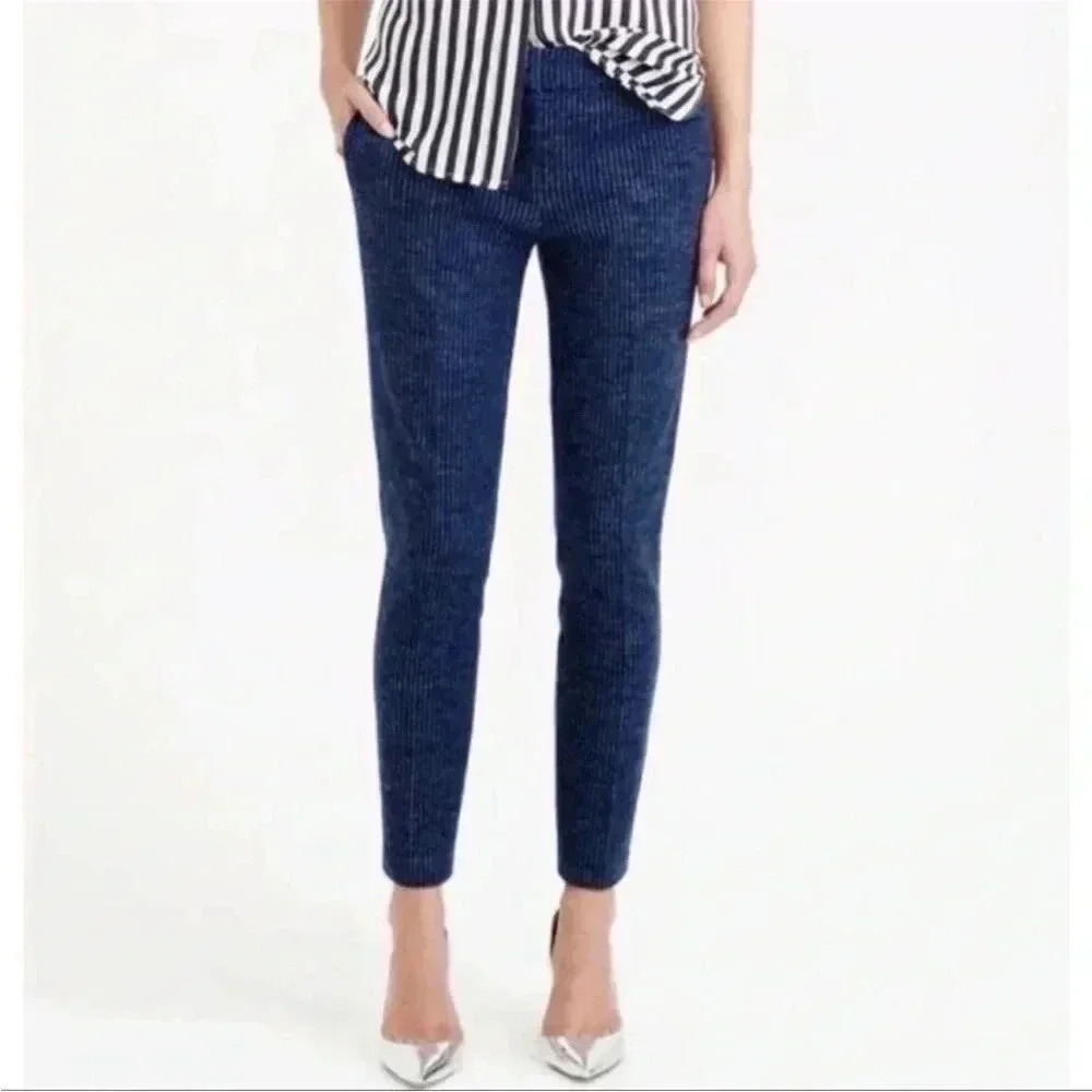 J.Crew Blue Pinstripe Slim Ankle Pants Japanese Wool Size 4